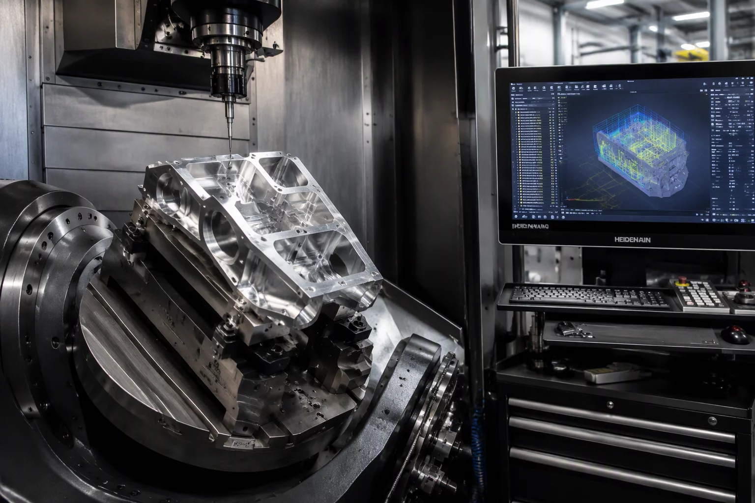 High-precision CNC toolpath simulation and manufacturing process planning on industrial workstation