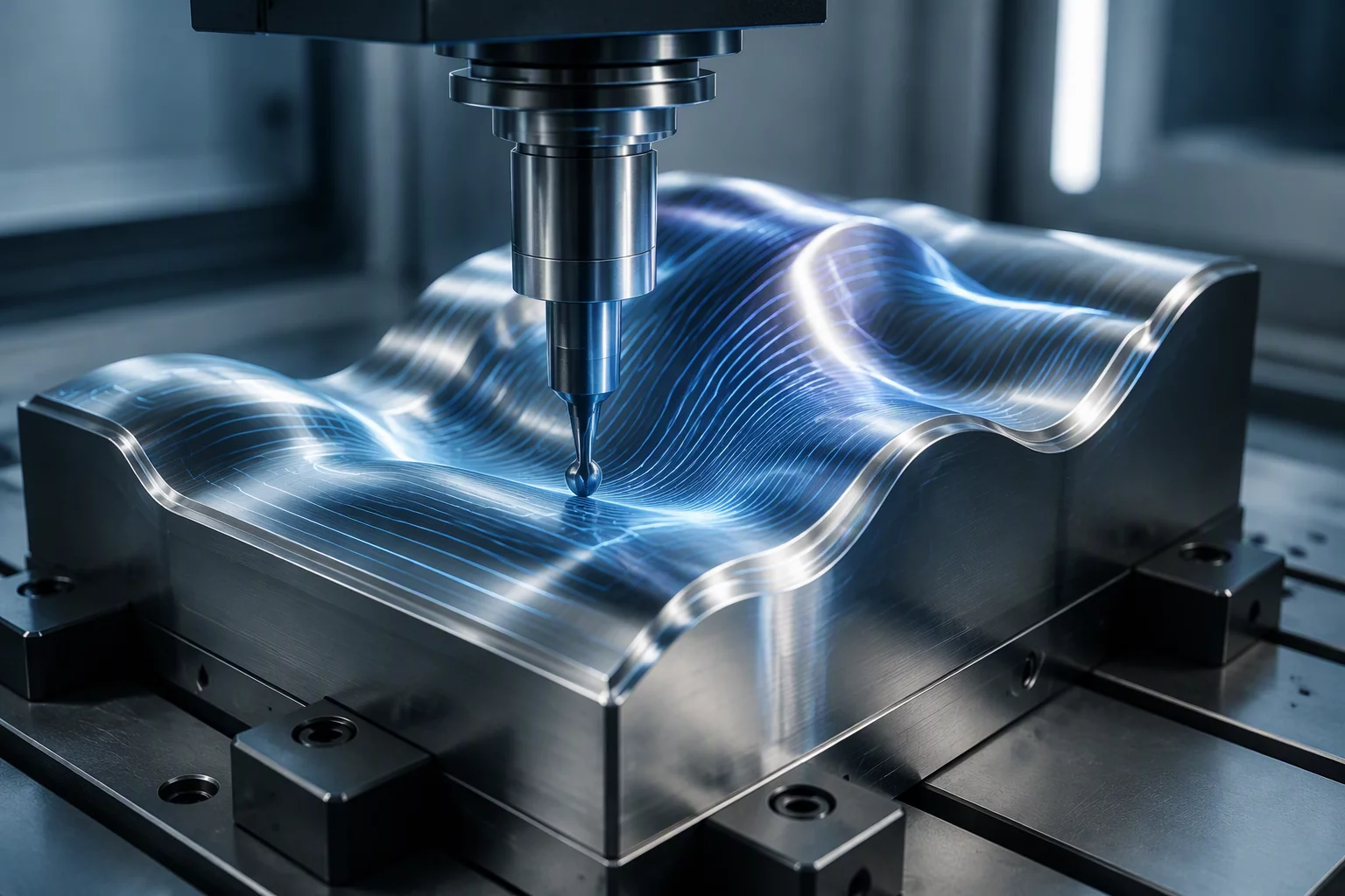 Finish pass defining feature geometry and mating interface boundaries on a precision CNC machined part