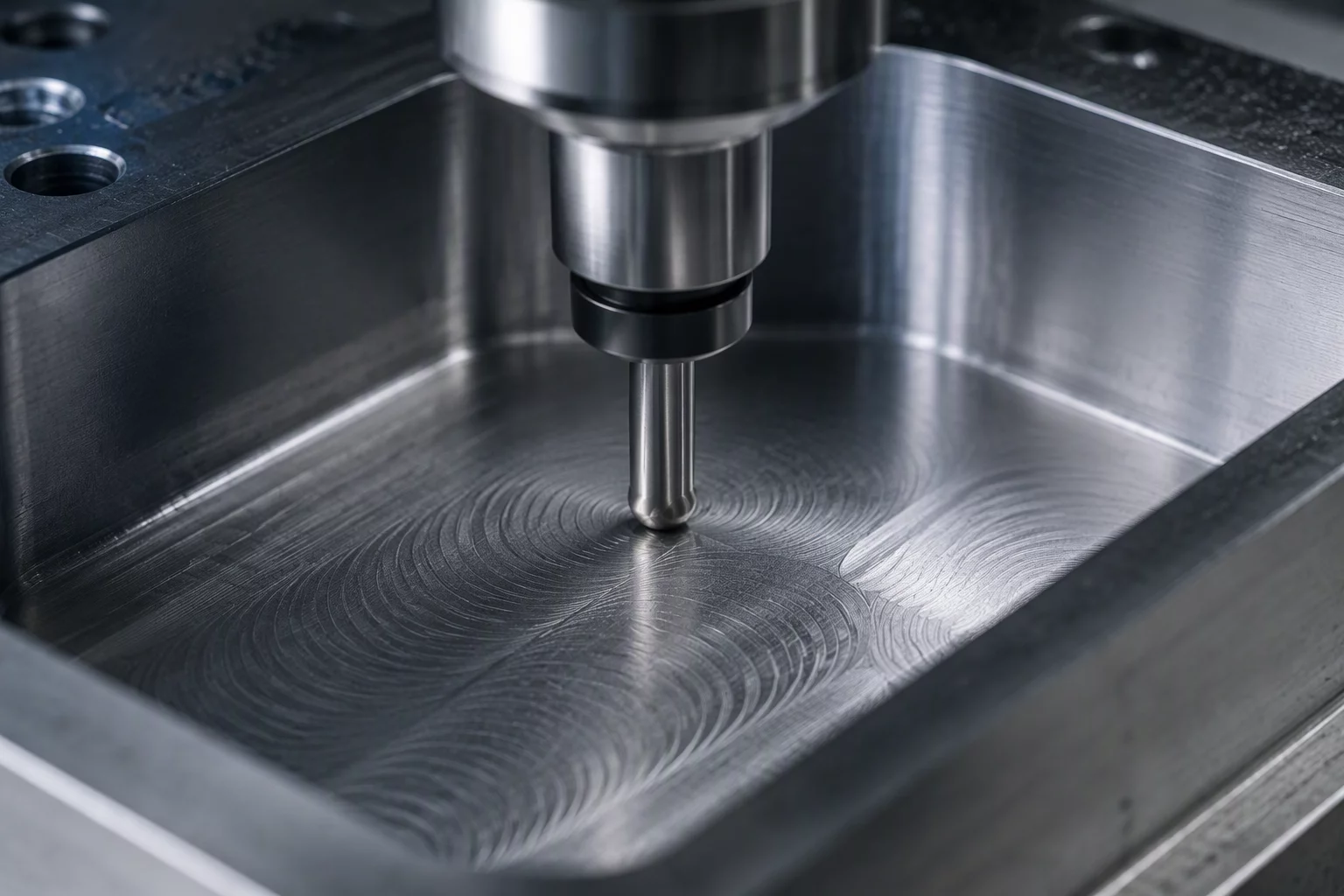 Bullnose tool leaving a perfect finish on a pocket floor