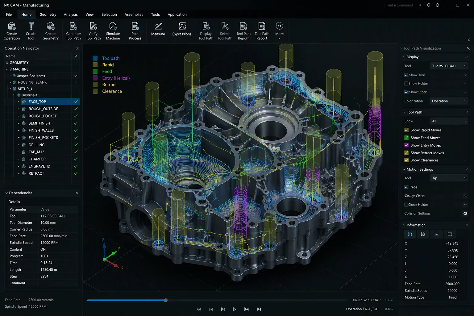 Mastercam programming software interface screen with toolpath generation parameters and tool vectors